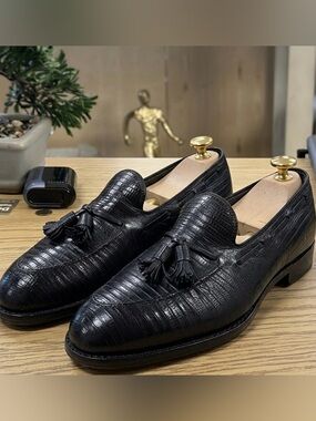 Vintage FootJoy Black Lizard Tassel Loafers – Style 74732 Size 10.5B| Made USA